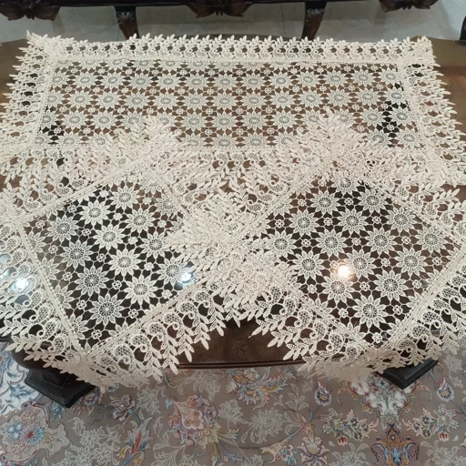 رومیزی مستطیل گیپور تمام ابریشم سه تکه