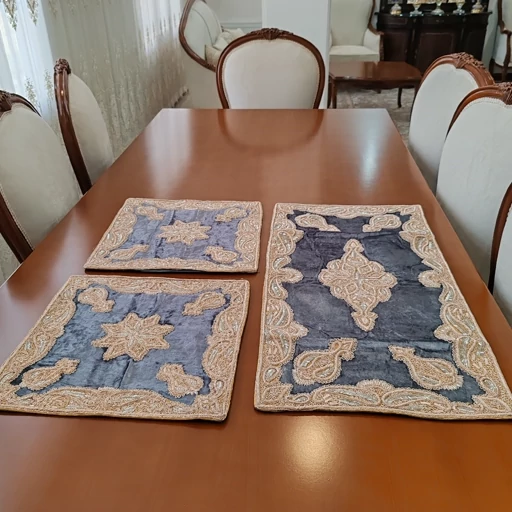 سرویس رومیزی پنج تکه مخمل دابکا سرمه دوزی هندی