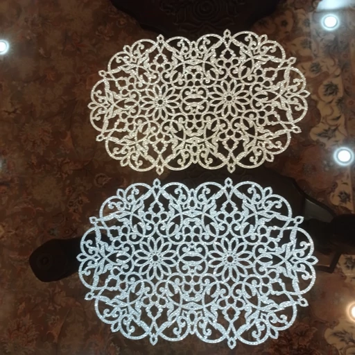 رومیزی توسینی و زیربشقابی بیضی چرم اکلیلی مدل بهار