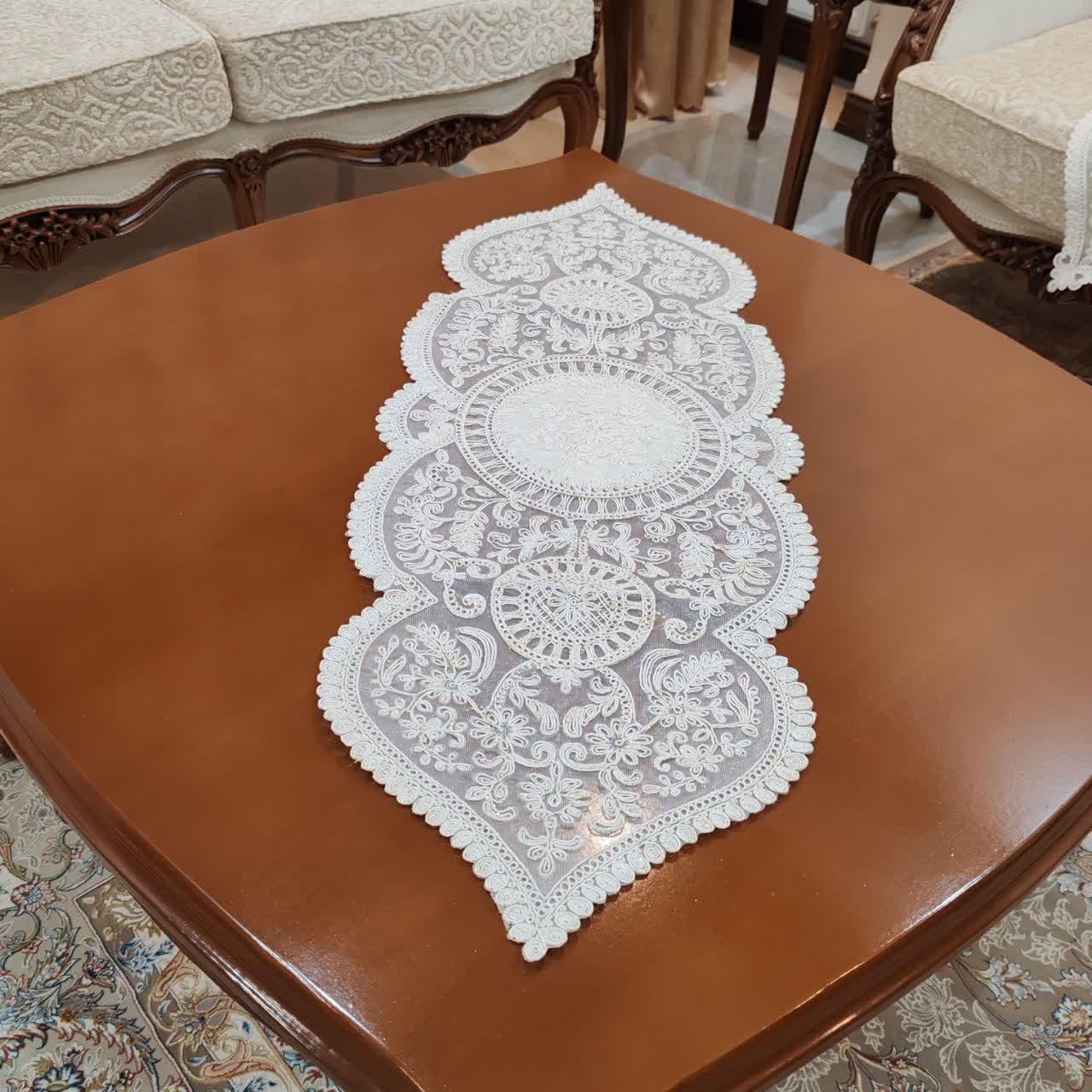 رومیزی مخمل دانتل جدید سه تکه طرح کیمیا