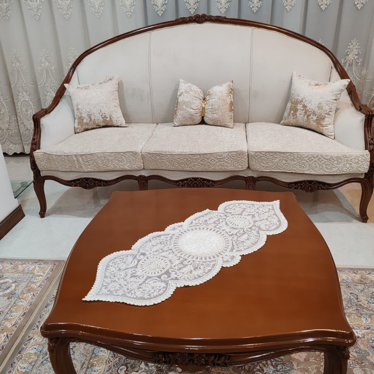 رومیزی مخمل دانتل جدید سه تکه طرح کیمیا