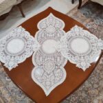 رومیزی مخمل دانتل جدید سه تکه طرح کیمیا