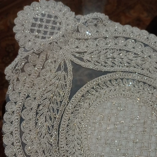 رومیزی بیضی مخمل دانتل ترک سه تکه طرح گندمک