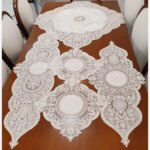 سرویس رومیزی پنج تکه دانتل مخمل جدید مدل کیمیا