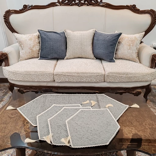 سرویس رومیزی پنج تکه مخمل کنفی جدید دوربافت