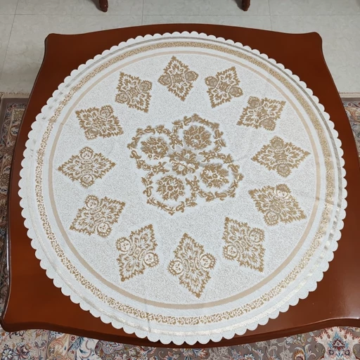 رومیزی گرد مخمل شاین ابریشمی طرح پرواز