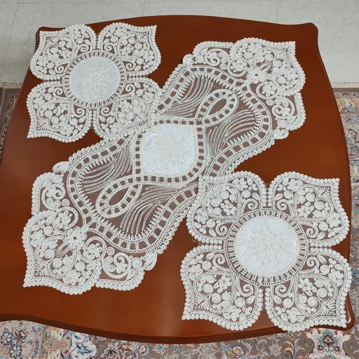 رومیزی مخمل دانتل بیضی مربع جدید طرح گوشواره