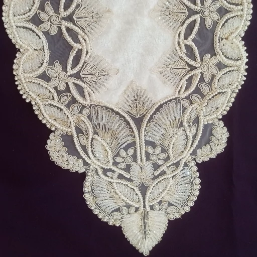 رانر غذاخوری کریستال دوزی مخمل دانتل ترک گندمی