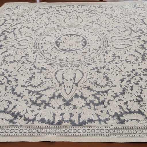 رومیزی مربع مخمل شاین ابریشمی طرح ترنج 92سانت