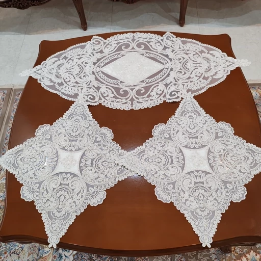 رومیزی دانتل مخمل سه تکه جدید طرح آسنا