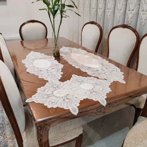 رومیزی چهار تکه مخمل دانتل طرح آنتیک جدید