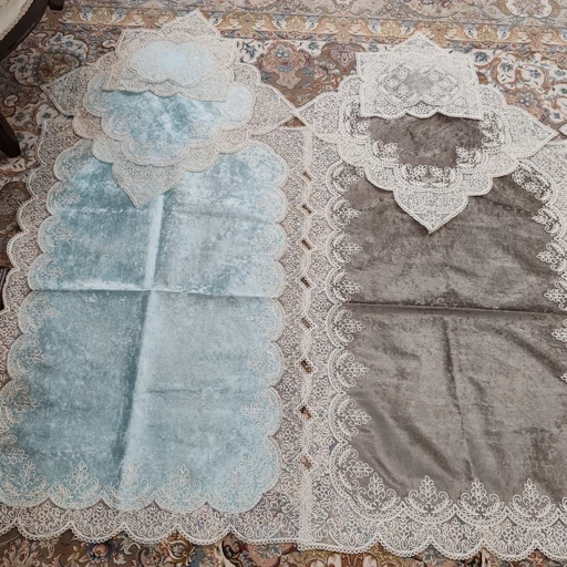 سجاده جانماز مخمل دانتل قیطون دوزی لمه دار طرح نگین