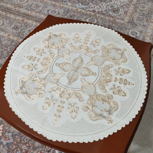 رومیزی گرد مخمل شاین 85 سانتی طرح صحرا