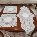 رومیزی مخمل دانتل جدید سه تکه طرح کیمیا