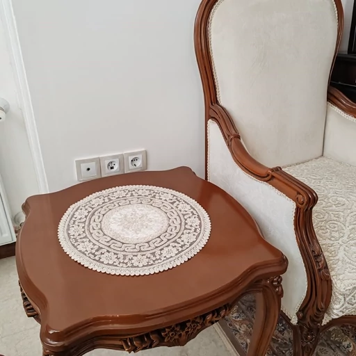 رومیزی گرد مخمل دانتل بزرگ سه تکه مدل ورساچه