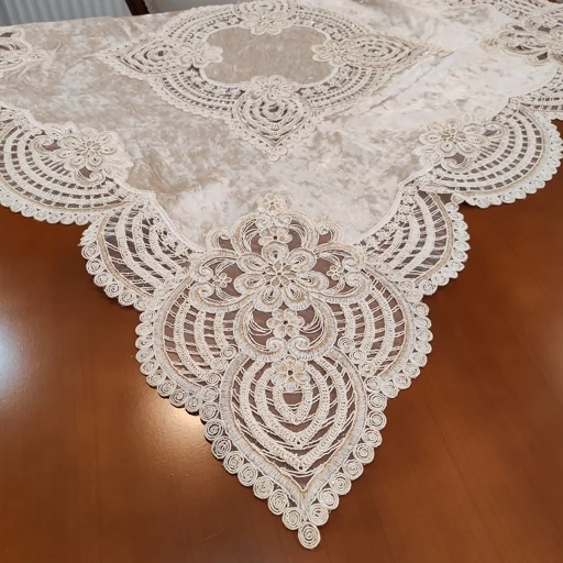 ست رومیزی پنج تکه مخمل دانتل ترک اصل طرح درسا