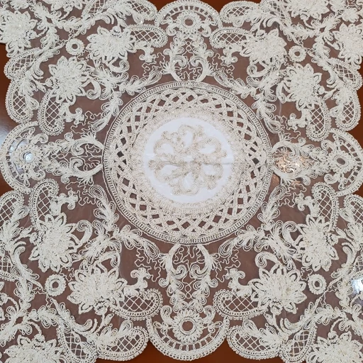 رومیزی مربع دانتل مخمل ترک سه تکه طرح آنجل