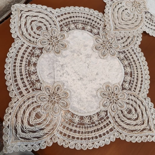 ست رومیزی پنج تکه مخمل دانتل ترک اصل طرح درسا