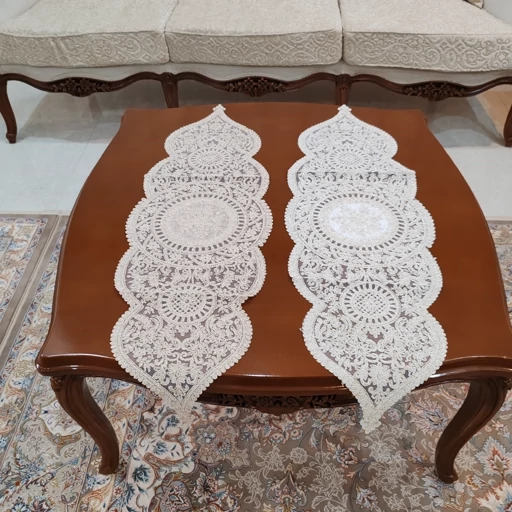 سرویس رومیزی دانتل مخمل ترک چهار تکه مدل تاج