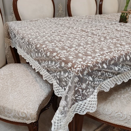 رومیزی غذاخوری جدید حریر گیپور سایز 140*220 سانت