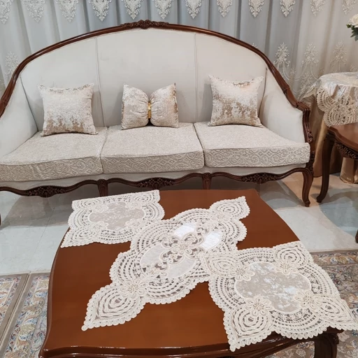 ست رومیزی پنج تکه مخمل دانتل ترک اصل طرح درسا