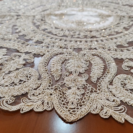 رومیزی مربع دانتل مخمل ترک اصل سه تکه کد11