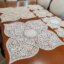 رومیزی مربع دانتل مخمل سه تکه طرح قلب جدید