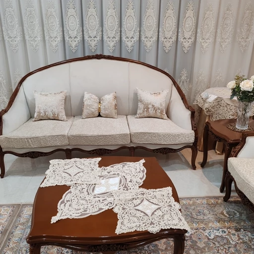 سرویس رومیزی دانتل مخمل ترک اصل پنج تکه آنتیک