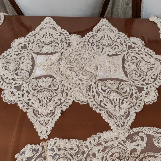 سرویس رومیزی دانتل مخمل ترک اصل پنج تکه آنتیک