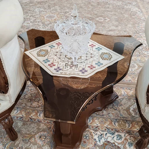 رومیزی عسلی تک مخمل ابریشم طرح عشایر 33*50