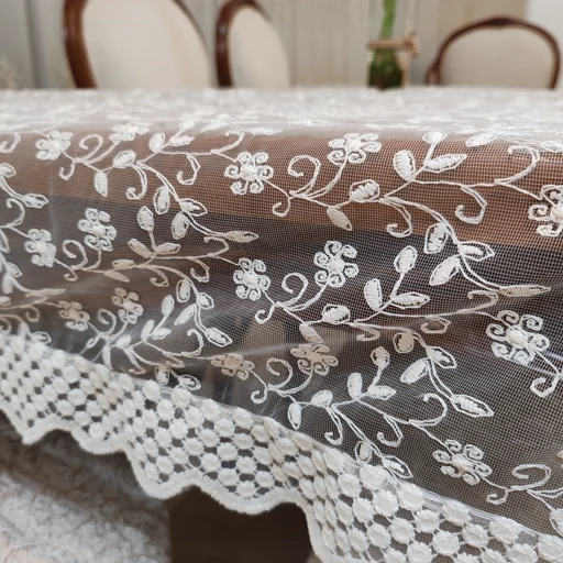 رومیزی غذاخوری جدید حریر گیپور سایز 140*220 سانت