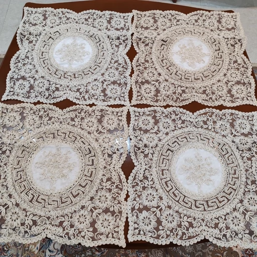 رومیزی دانتل بیضی مربع سه تکه ترک اصل طرح ورساچه