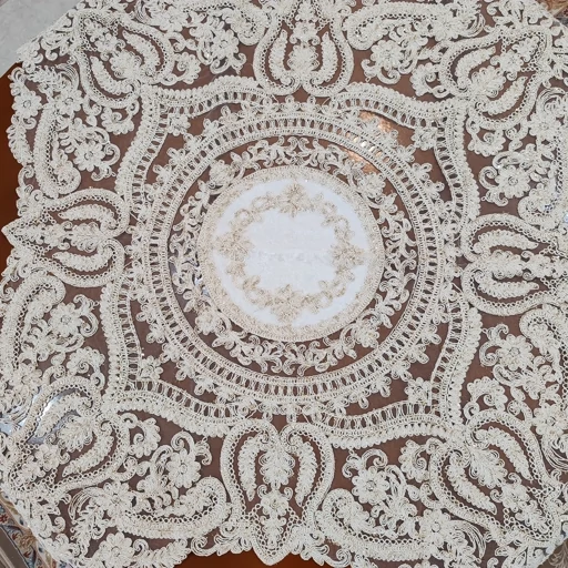 رومیزی مربع دانتل مخمل ترک اصل سه تکه کد11