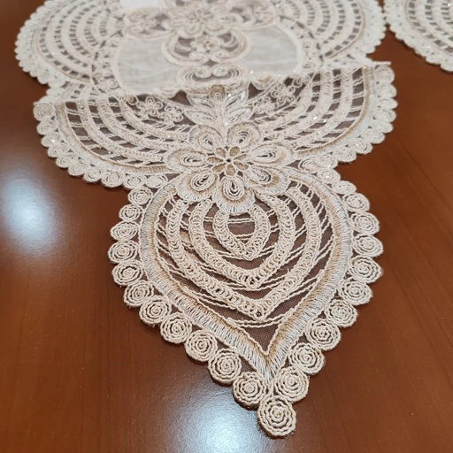 ست رومیزی پنج تکه مخمل دانتل ترک اصل طرح درسا