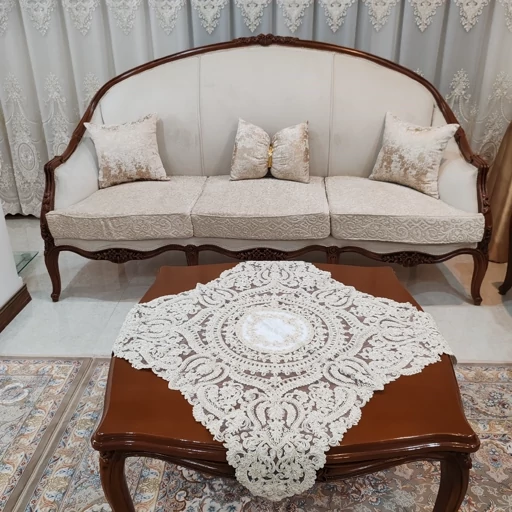 رومیزی مربع دانتل مخمل ترک اصل سه تکه کد11