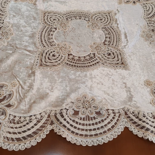 ست رومیزی پنج تکه مخمل دانتل ترک اصل طرح درسا