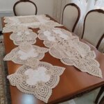 ست رومیزی پنج تکه مخمل دانتل ترک اصل طرح درسا