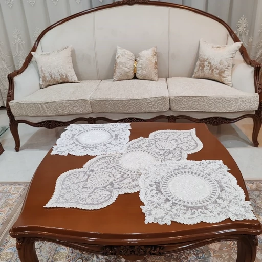 سرویس رومیزی چهار تکه دانتل مخمل طرح کیمیا