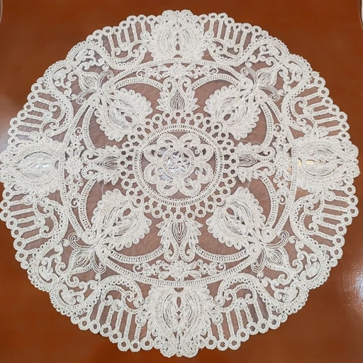 رومیزی گرد دانتل ترک سه تکه جدید طرح الگانت