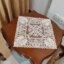 رومیزی مربع دانتل ترک اصل سه تکه طرح الگانت