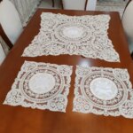 رومیزی مربع دانتل مخمل ترک اصل سه تکه کد11