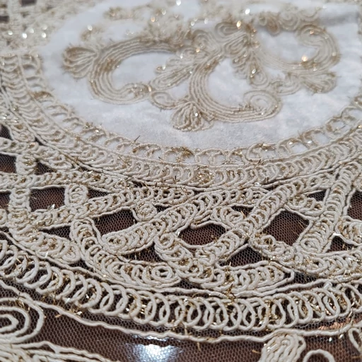 رومیزی مربع دانتل مخمل ترک سه تکه طرح آنجل