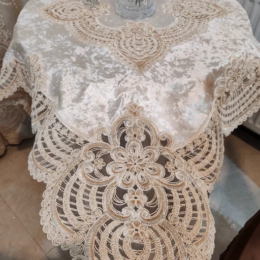 ست رومیزی پنج تکه مخمل دانتل ترک اصل طرح درسا