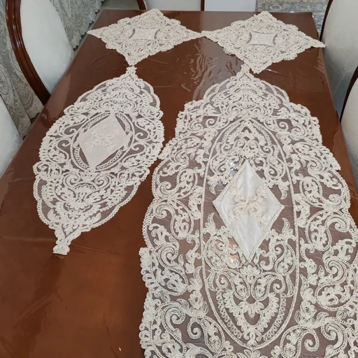 سرویس رومیزی دانتل مخمل ترک اصل پنج تکه آنتیک