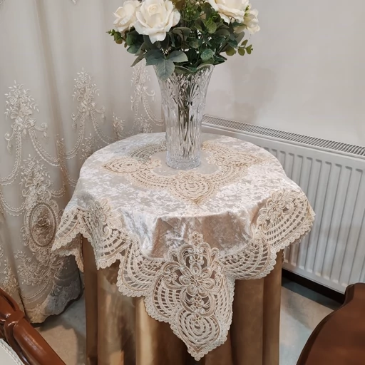 ست رومیزی پنج تکه مخمل دانتل ترک اصل طرح درسا