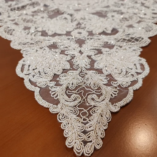 رومیزی مربع دانتل مخمل ترک سه تکه طرح آنجل