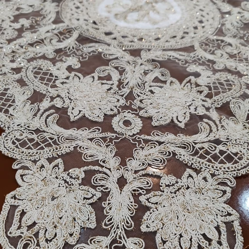 رومیزی مربع دانتل مخمل ترک سه تکه طرح آنجل