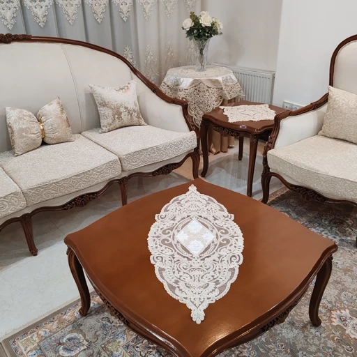 سرویس رومیزی دانتل مخمل ترک اصل پنج تکه آنتیک