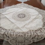 رومیزی مربع مخمل دانتل طرح ترک کیمیا 90 سانت