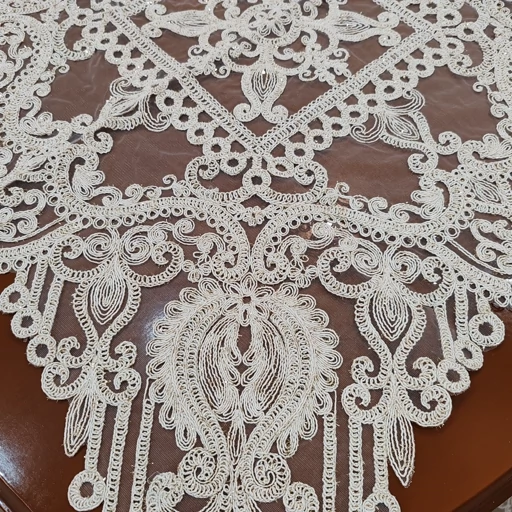 رومیزی مربع دانتل ترک اصل سه تکه طرح الگانت